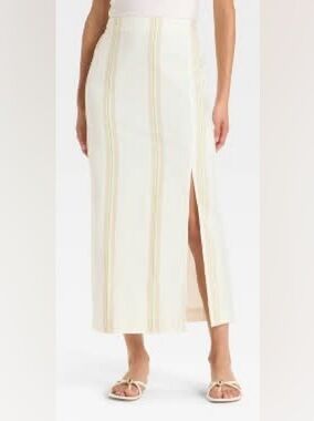 A New Day Ankle A-Line Skirt, Women, Tan Striped size small NEW